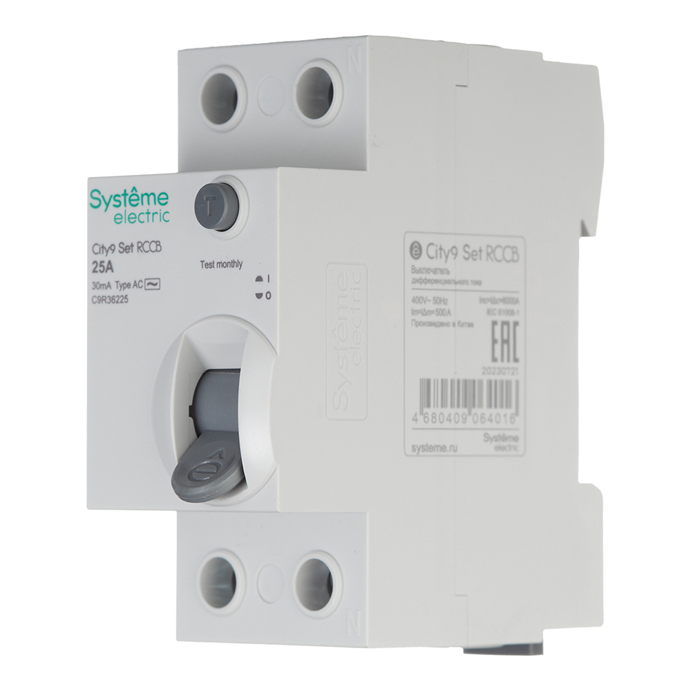 УЗО Systeme Electric City9 Set ВДТ 25А 1P+N тип AC 30 мА 6 кА (C9R36225)