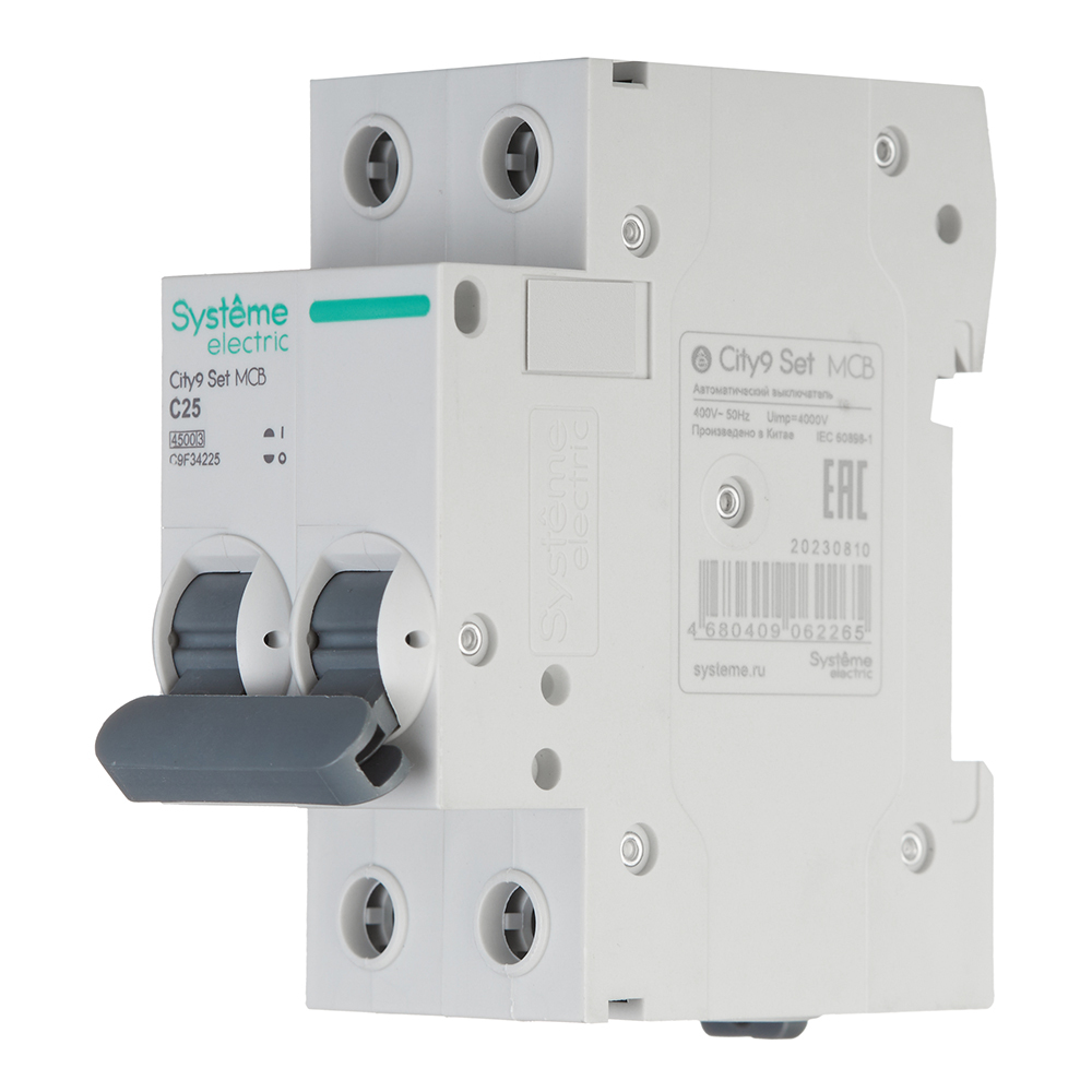 Автоматический выключатель модульный Systeme Electric City9 Set 2P 25А тип C 4,5 кА 230 В (C9F34225)