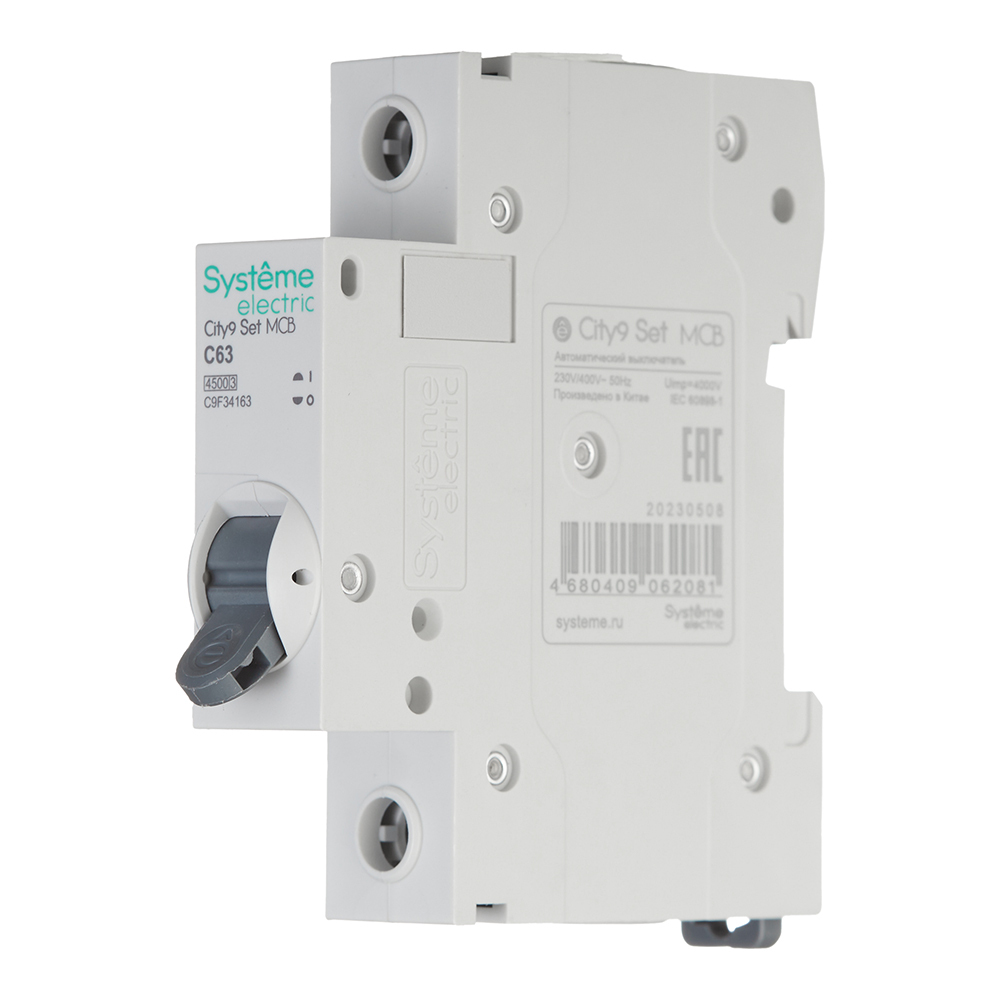 Автоматический выключатель модульный Systeme Electric City9 Set 1P 63А тип C 4,5 кА 230 В (C9F34163)