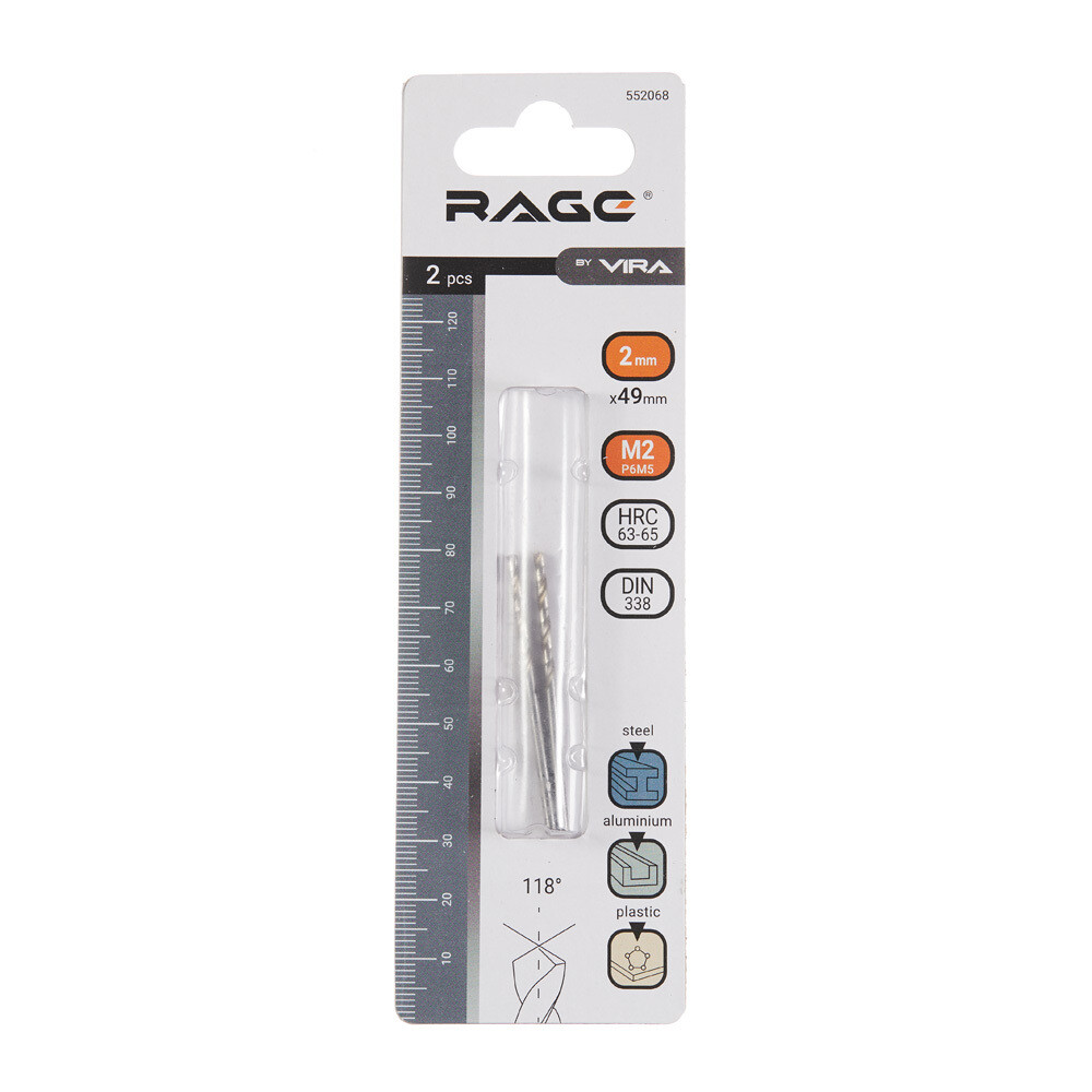 Сверло по металлу спиральное Rage by Vira 2х49 мм (2 шт.) (552068)