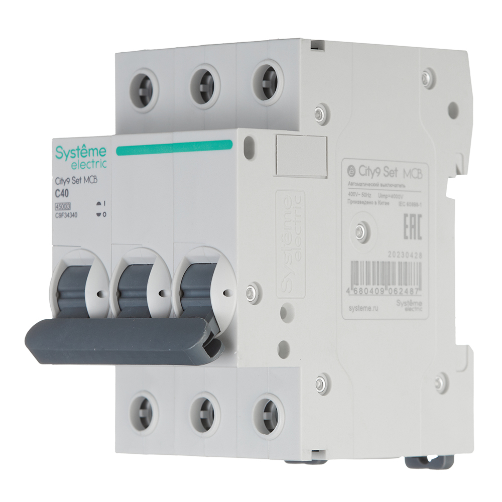 Автоматический выключатель модульный Systeme Electric City9 Set 3P 40А тип C 4,5 кА 230 В (C9F34340)