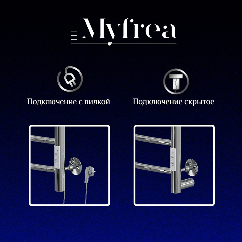 Полотенцесушитель электрический MyFrea MyMadrid 600х400 мм 62 Вт с терморегулятором хром