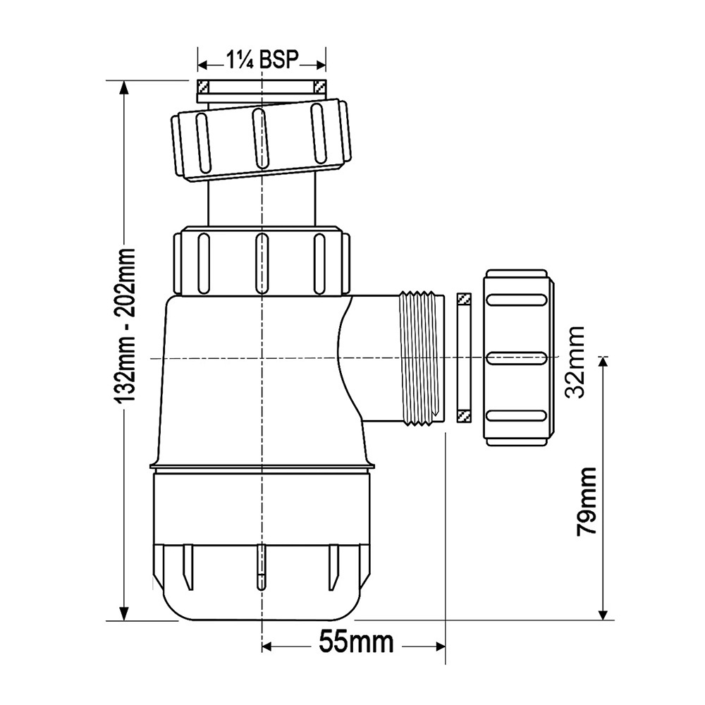 Сифон для раковины McAlpine 1 1/4х32 мм без выпуска (MRW2-NW)