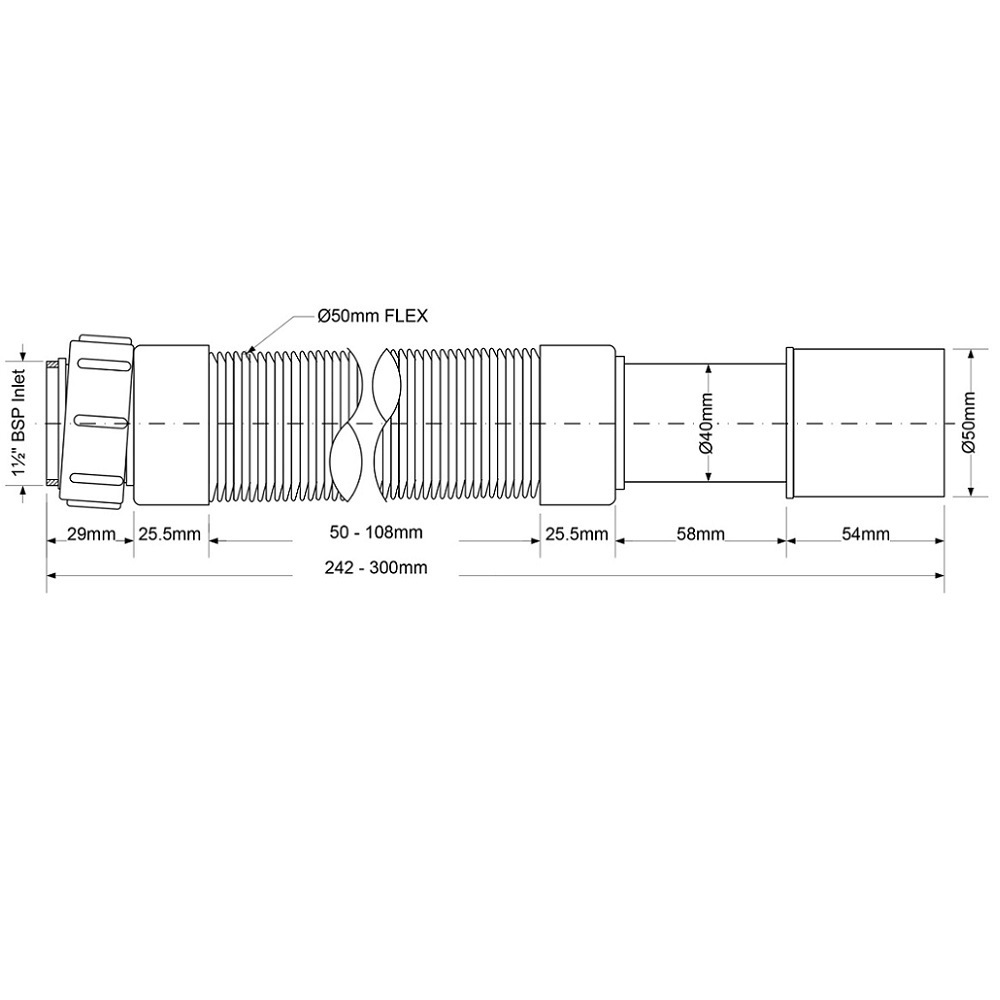 Сифон гофрированный McAlpine 1 1/2х40/50 мм (MRMF2-03)
