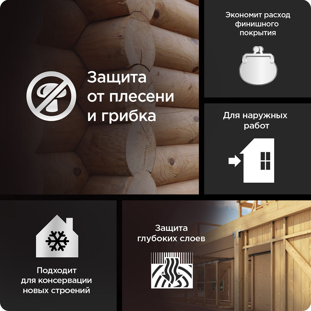 Антисептик Pinotex Base грунтовочный для дерева бесцветный 9 л