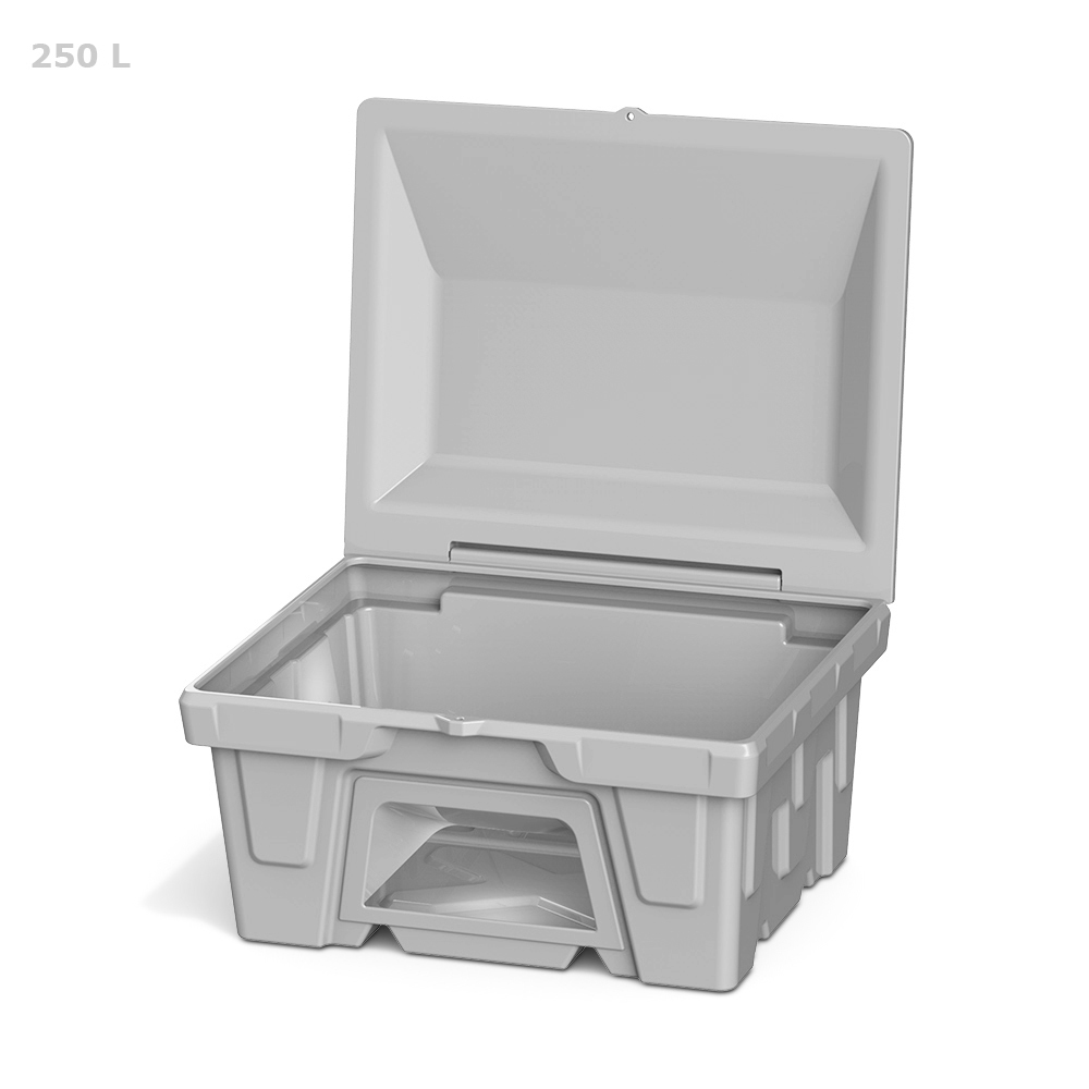 Ящик для песка и реагентов полиэтиленовый Polimer Group серый с дозатором 250 л
