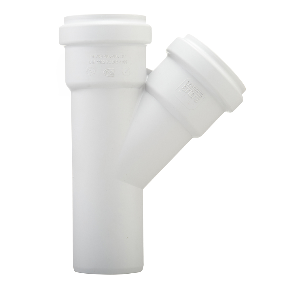 Тройник Pro Aqua Stilte Plus d58 мм 45° пластиковый шумопоглощающий для внутренней канализации