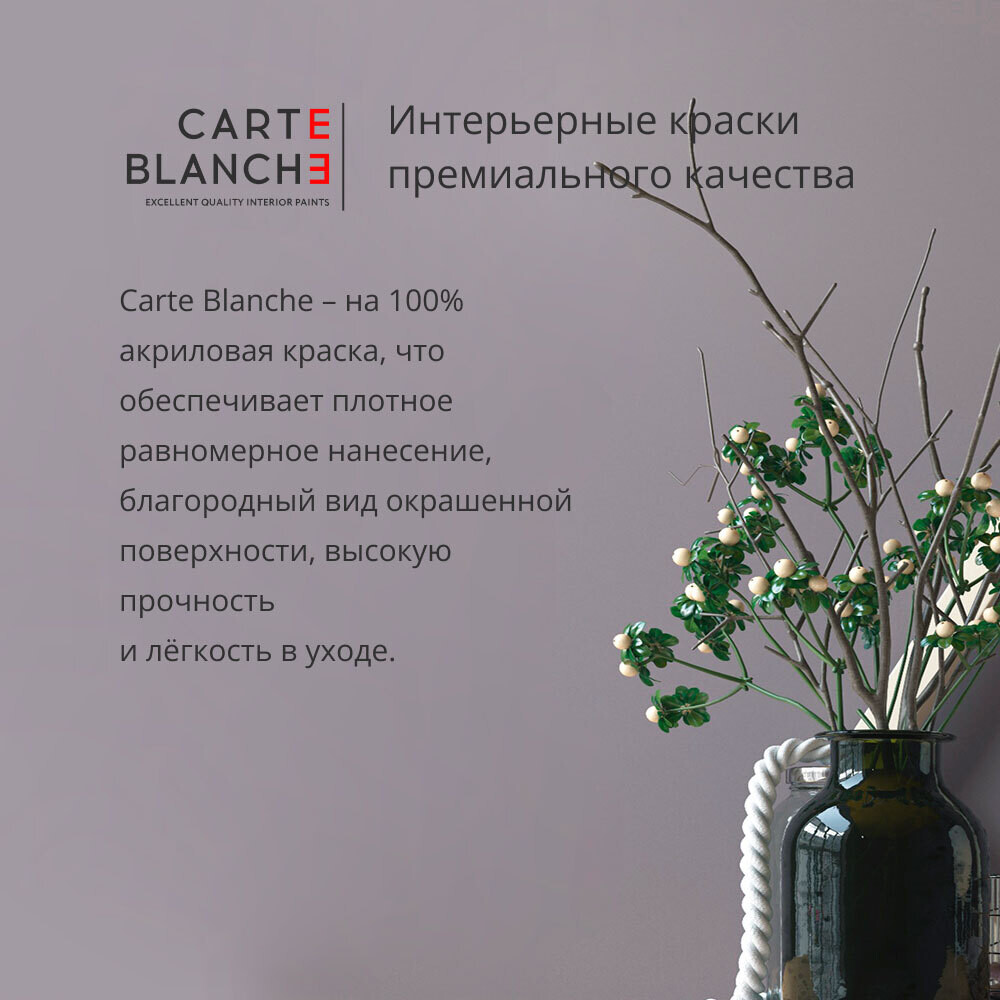 Краска для потолка Carte Blanche Flat White база А белая 0,9 л