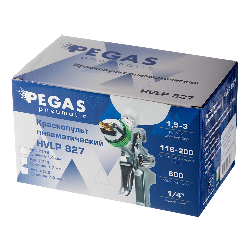 Краскопульт пневматический Pegas Pneumatic HVLP827 1/4 0,6 л (2725)