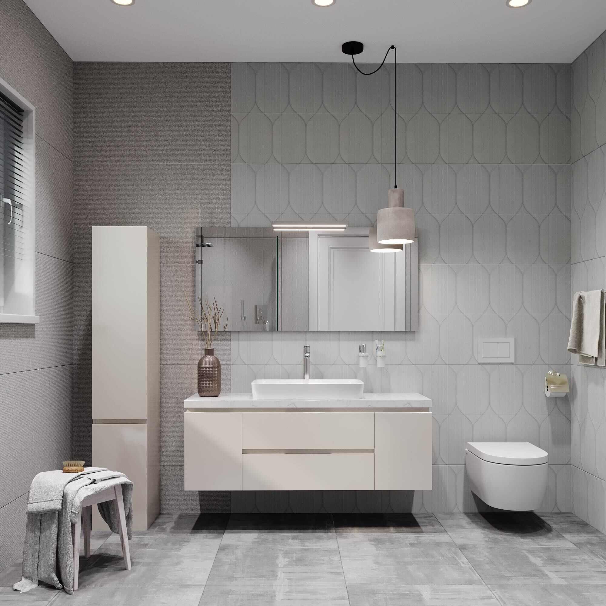 Керамогранит Lavelly Hexagon Relief светло-серый матовый 1200х600х8,5 мм (2 шт.=1,44 кв.м)