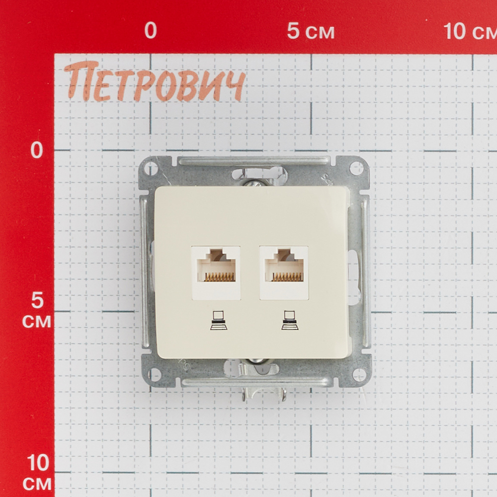 Розетка компьютерная Systeme Electric Glossa встраиваемая бежевая 2хRJ45 (GSL000285KK)