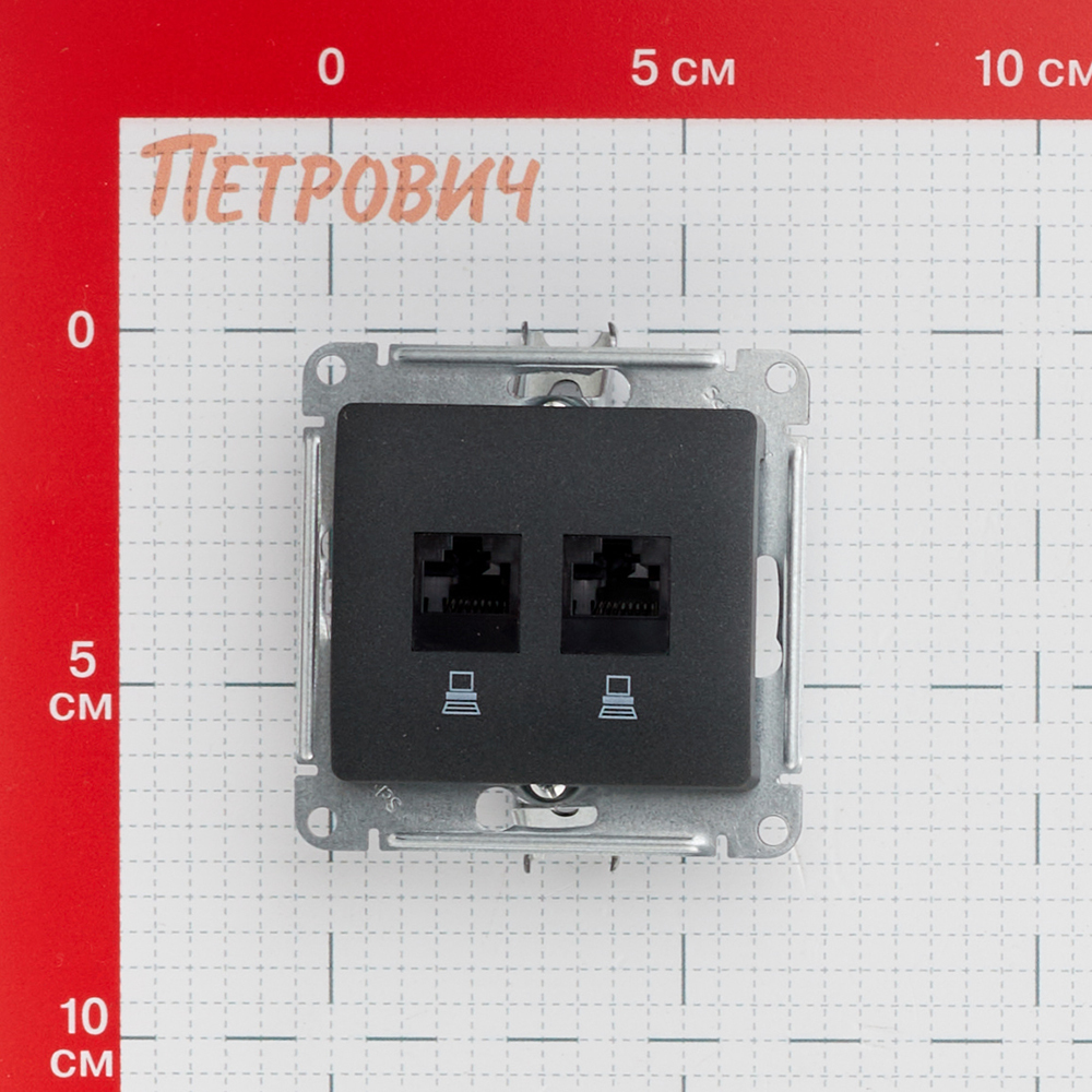 Розетка компьютерная Systeme Electric Glossa встраиваемая антрацит 2хRJ45 (GSL000785KK)