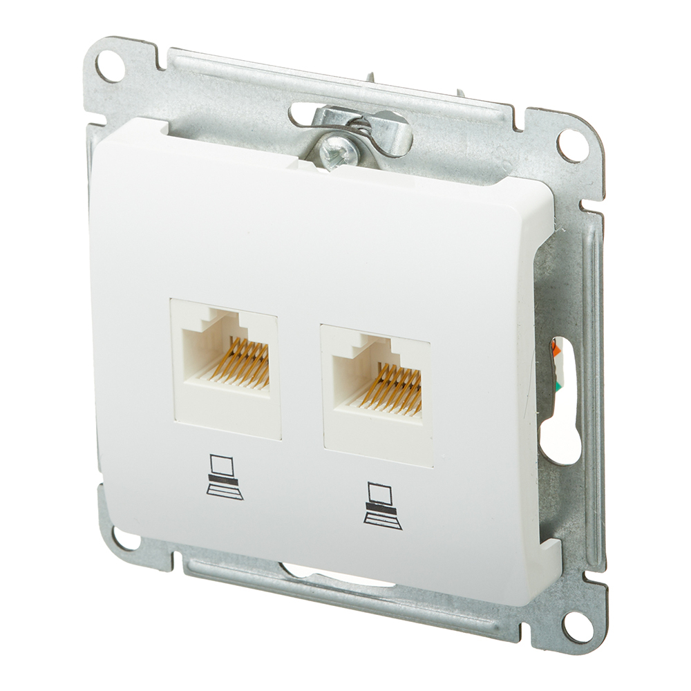 Розетка компьютерная Systeme Electric Glossa встраиваемая белая 2хRJ45 (GSL000185KK)