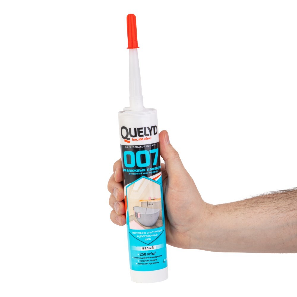 Клей-герметик гибридный Quelyd 007 для влажных помещений белый 280 мл