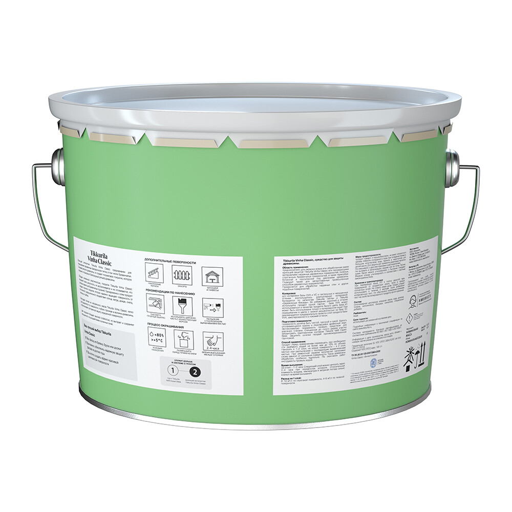 Антисептик Tikkurila/Tikkivala Vinha Classic кроющий декоративный для дерева белый база VVA 9 л
