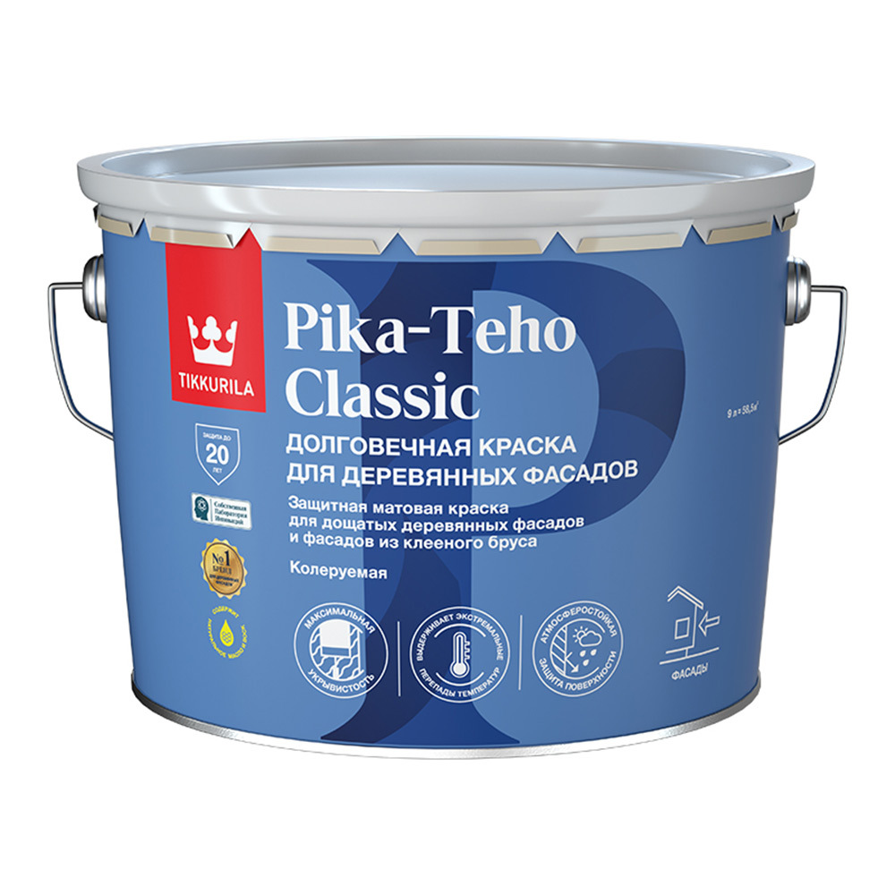 Краска фасадная по дереву Tikkurila/Tikkivala Pika-Teho Classic водно-дисперсионная база A белая 9 л