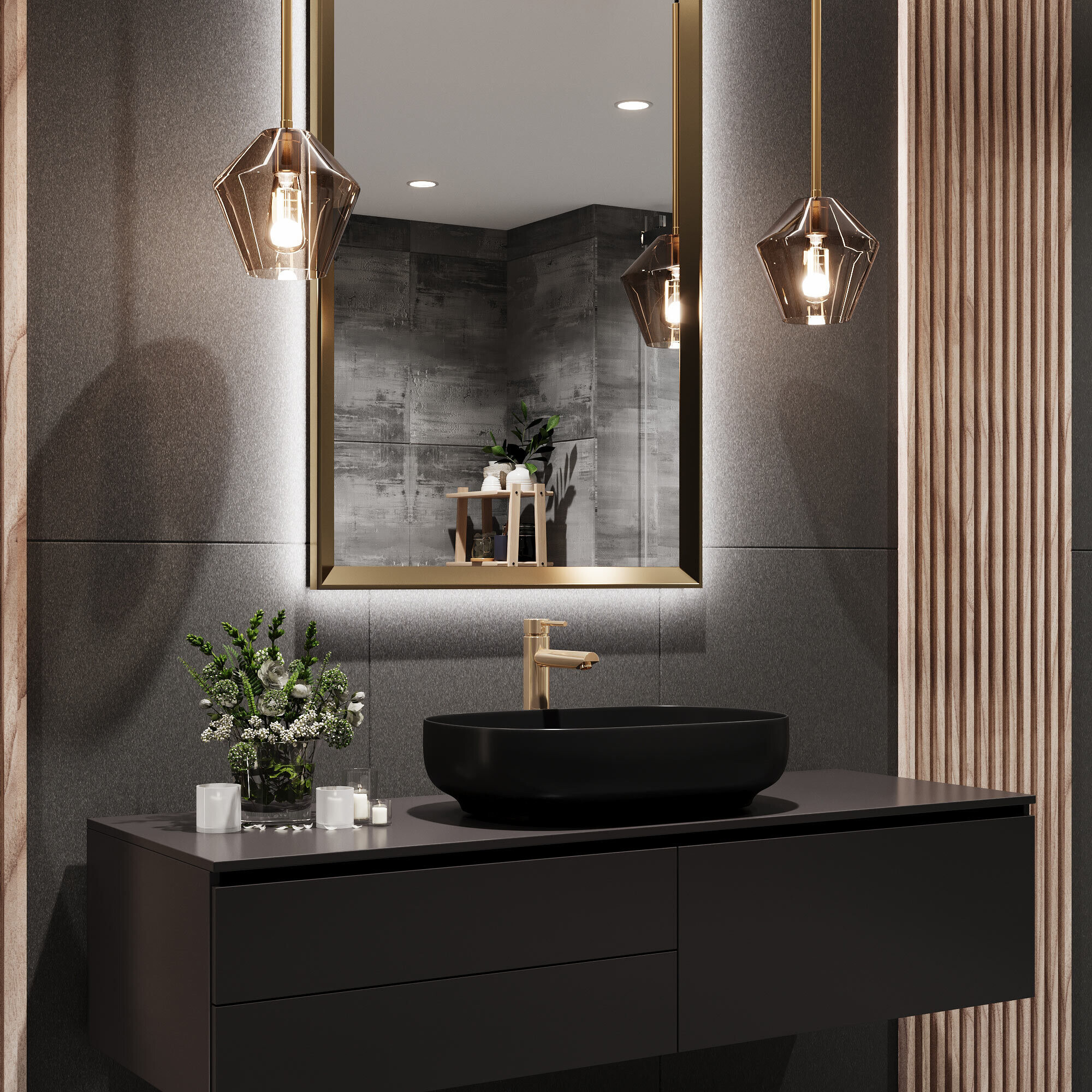 Керамогранит Lavelly Granite темно-серый матовый 1200х600х9 мм (2 шт.=1,44 кв.м)