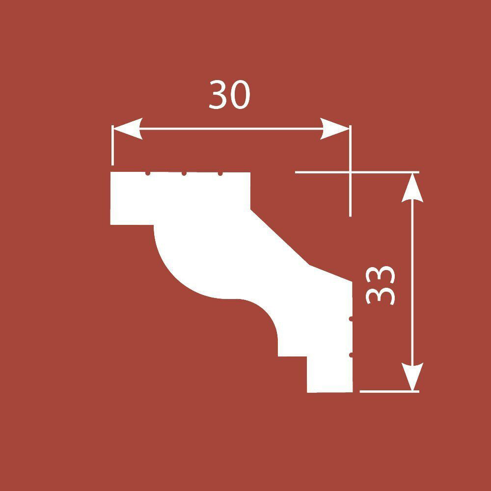 Плинтус потолочный из экополимера ударопрочный 33х30х2000 мм Cosca Decor KX