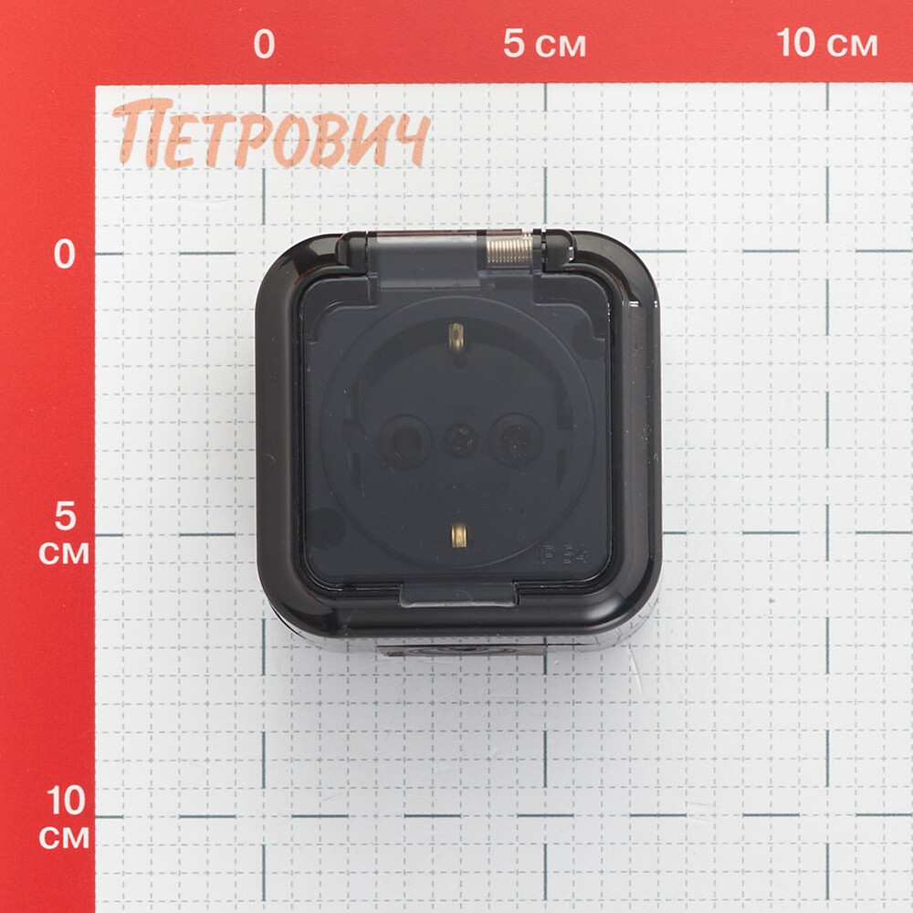 Розетка Svet накладная черная с крышкой (EV 0366-6611)
