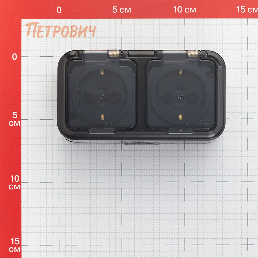 Розетка Svet накладная черная с крышкой (EV 0366-6621)
