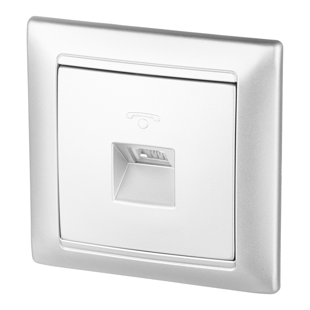 Розетка телефонная Svet Стиль встраиваемая серебро RJ11 (EV 0365-3118)