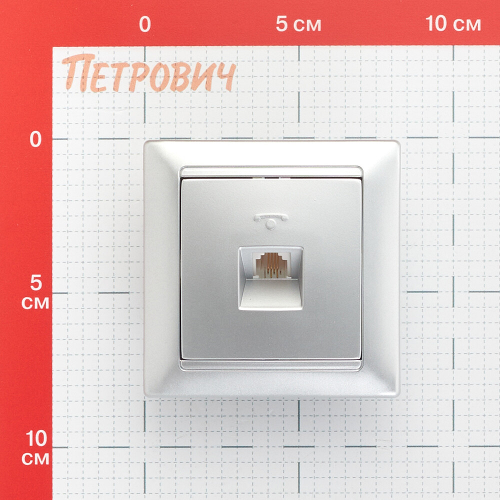 Розетка телефонная Svet Стиль встраиваемая серебро RJ11 (EV 0365-3118)