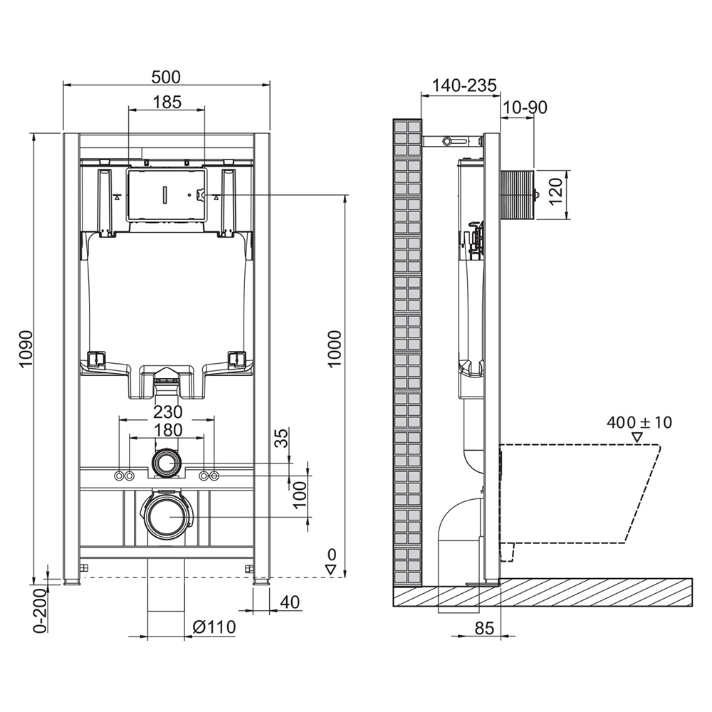 Инсталляция BelBagno 80 для подвесного унитаза без кнопки (BB002-80)