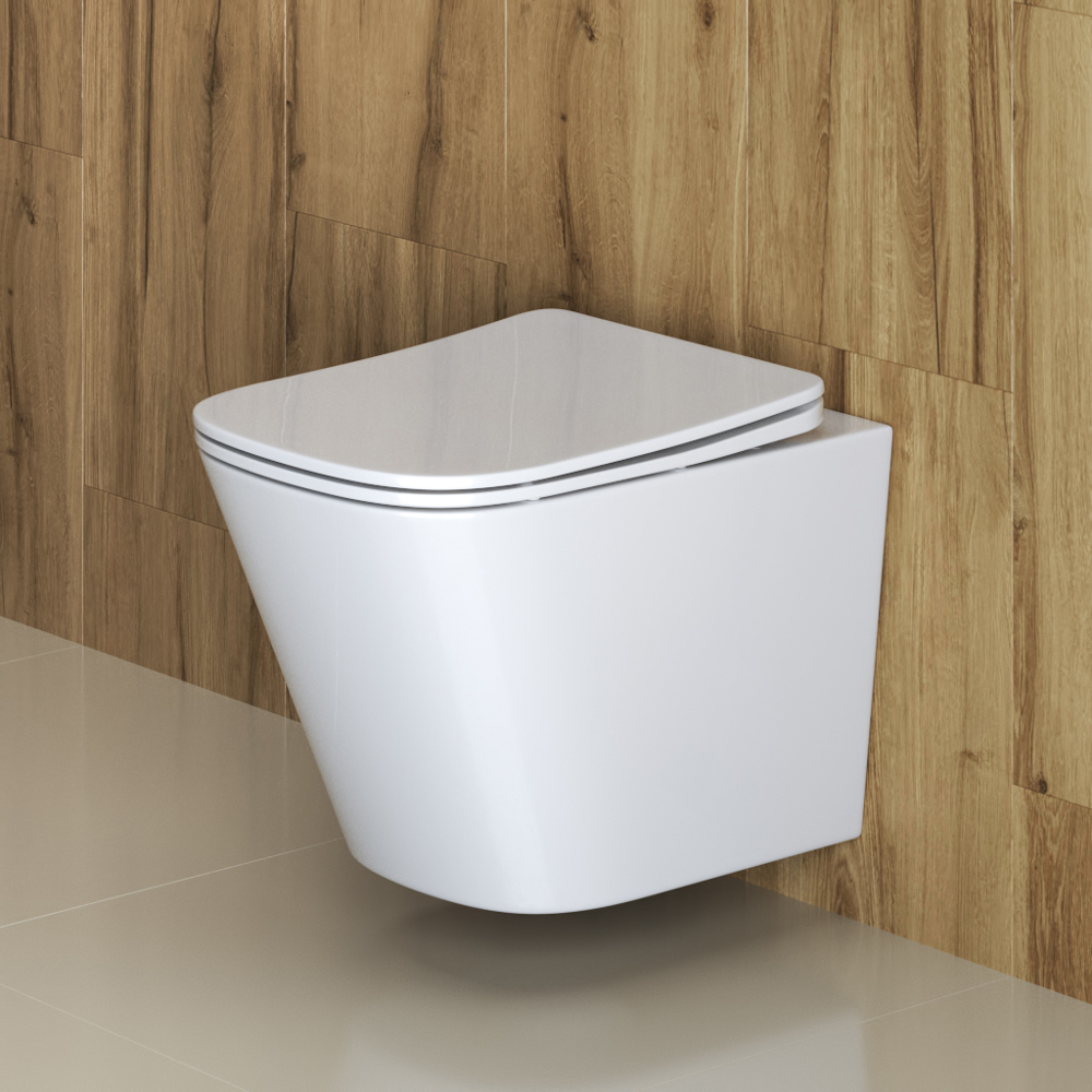 Унитаз подвесной BelBagno Due безободковый с сиденьем дюропласт микролифт (BB3103CHR/SC)