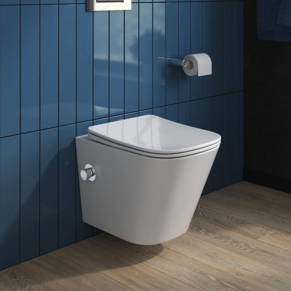 Унитаз подвесной BelBagno Due безободковый с функцией биде и сиденьем дюропласт микролифт (BB3103CHR-BS/SC)