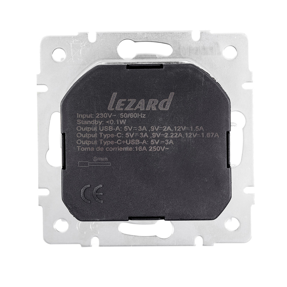 Розетка Lezard Vesna встраиваемая белая с USB-A/ Type-C (742-0288-181TC)