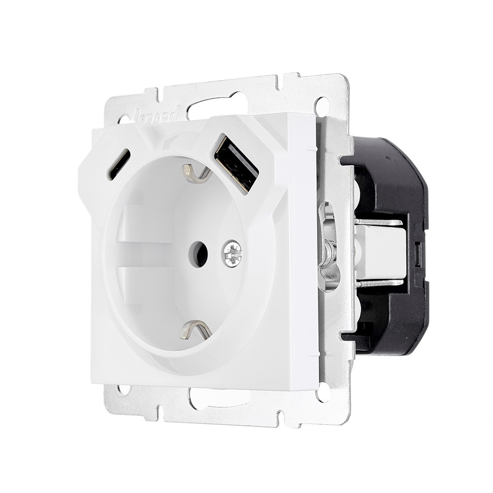 Розетка Lezard Vesna встраиваемая белая с USB-A/ Type-C (742-0288-181TC)