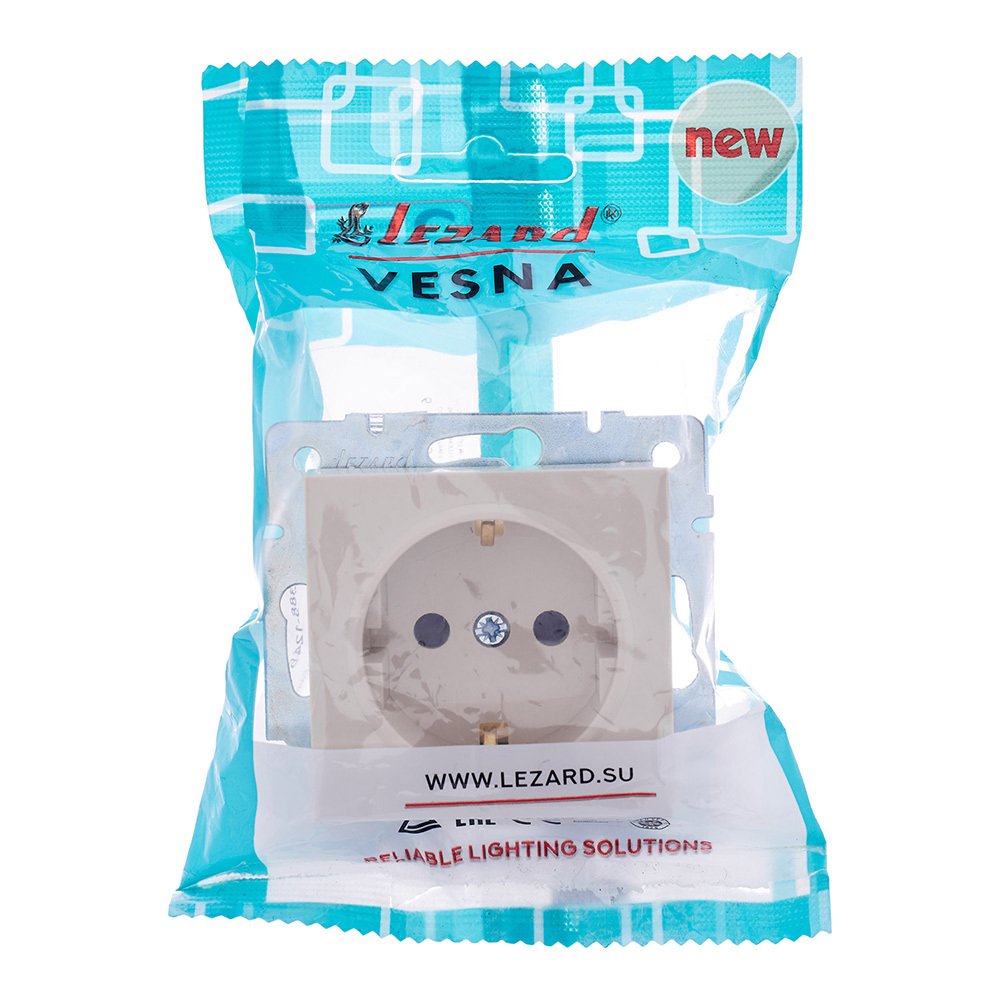 Розетка Lezard Vesna встраиваемая крем со шторками (742-0388-124B)