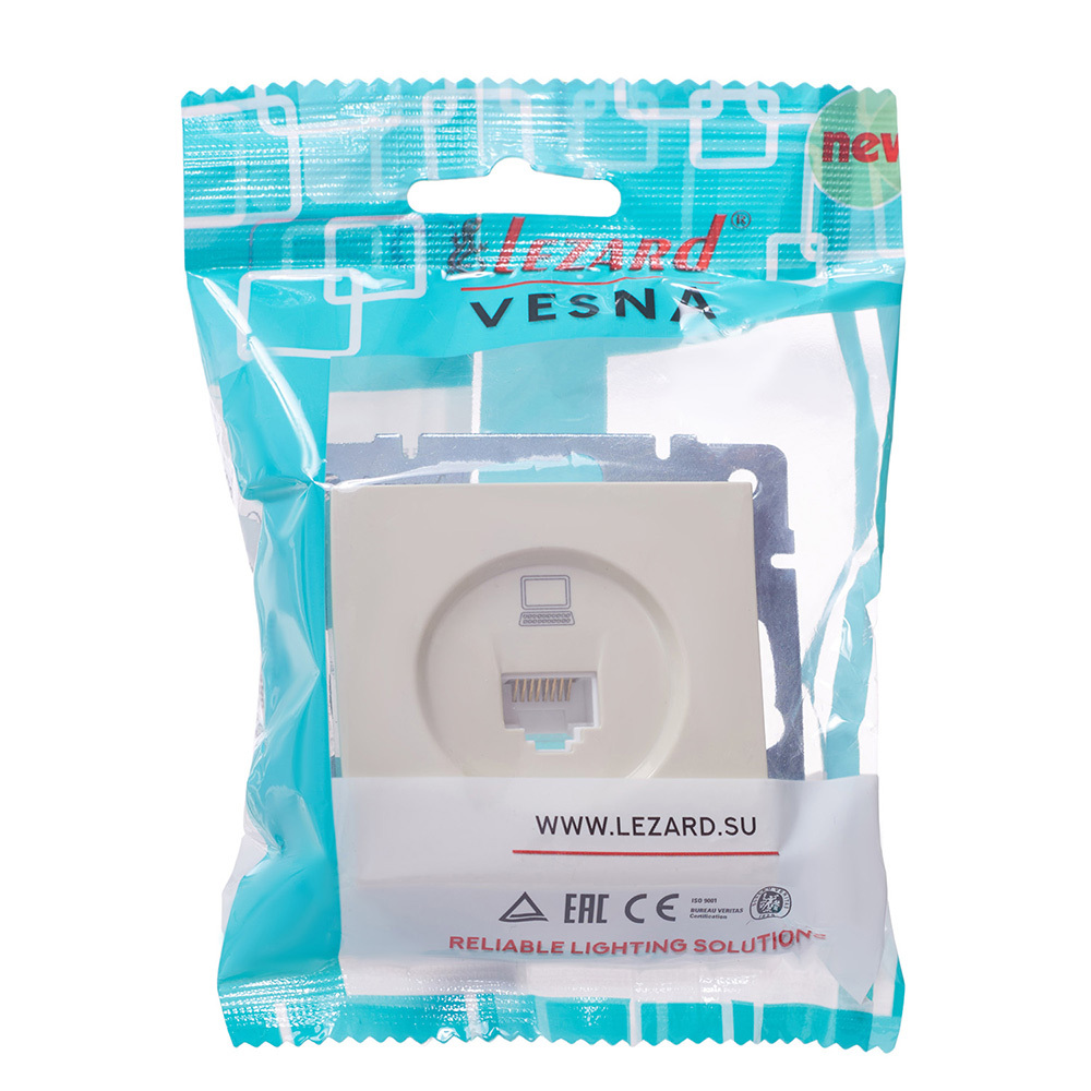 Розетка компьютерная Lezard Vesna встраиваемая крем RJ45 (742-0388-139)