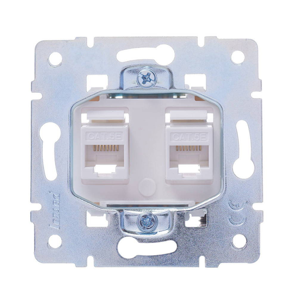 Розетка компьютерная Lezard Vesna встраиваемая белая 2хRJ45 (742-0288-141)