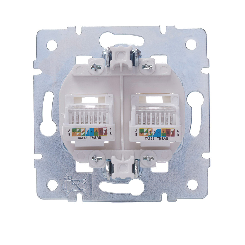 Розетка компьютерная Lezard Vesna встраиваемая белая 2хRJ45 (742-0288-141)