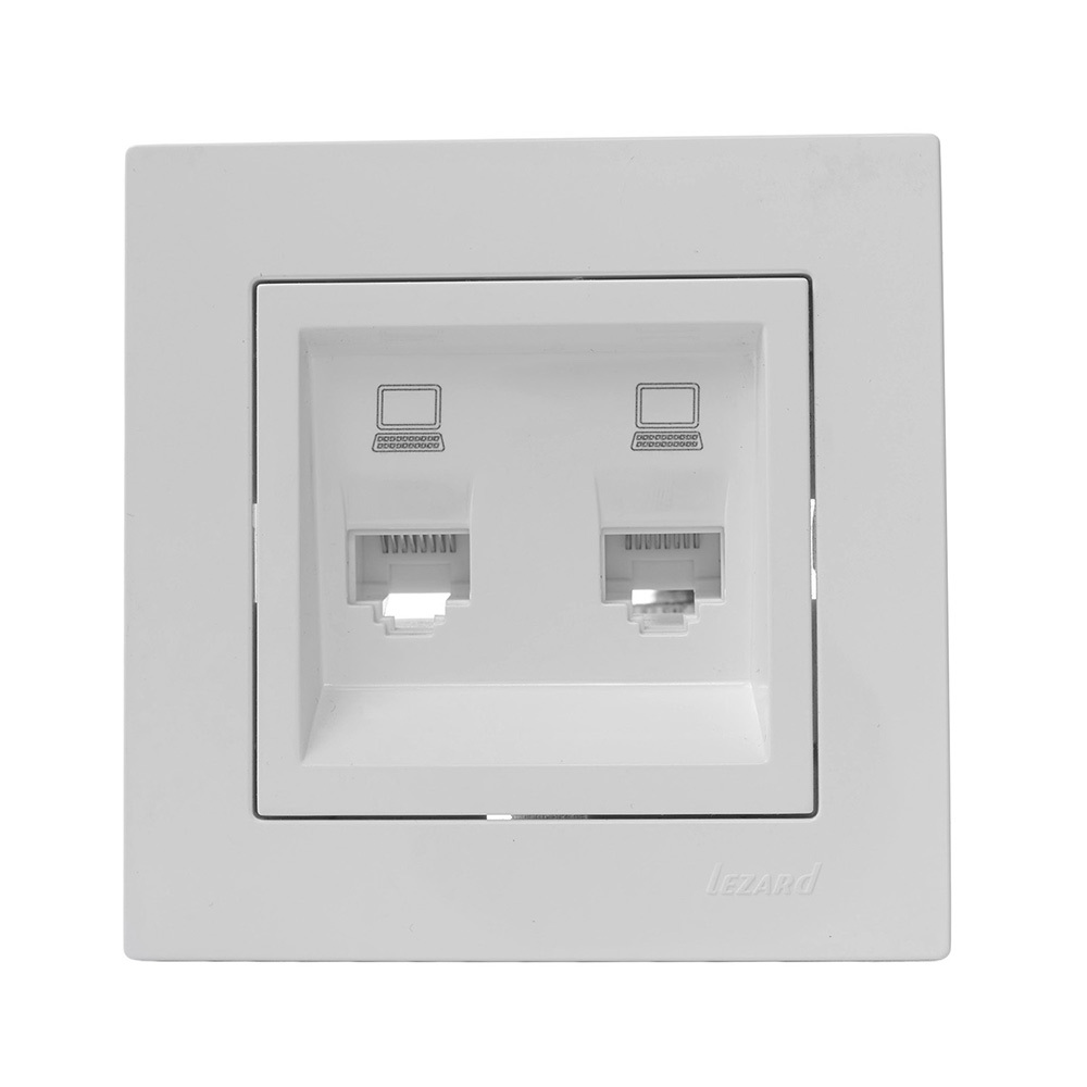 Розетка компьютерная Lezard Vesna встраиваемая белая 2хRJ45 (742-0288-141)