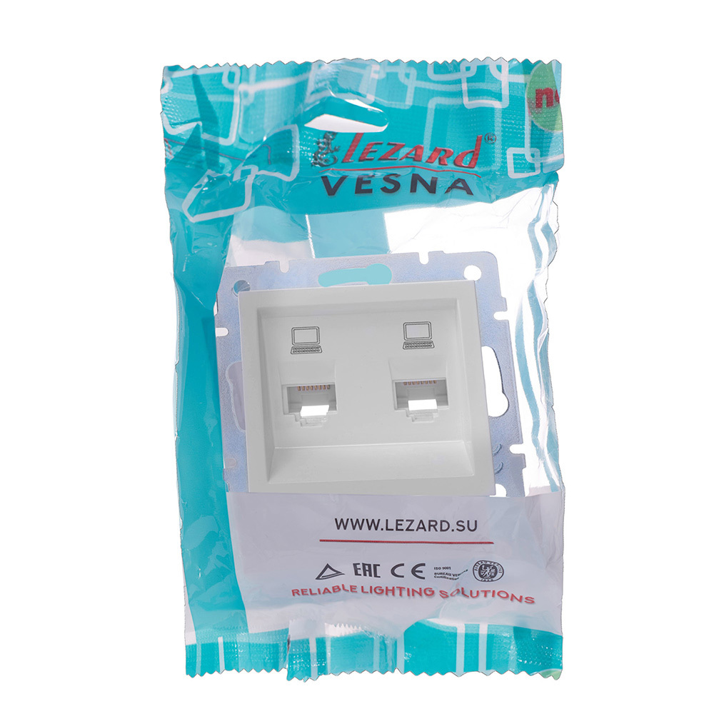 Розетка компьютерная Lezard Vesna встраиваемая белая 2хRJ45 (742-0288-141)