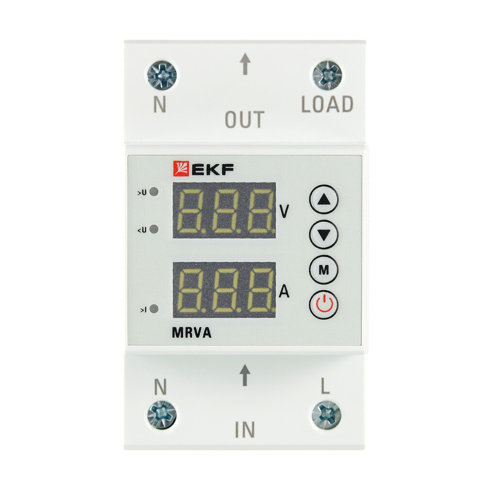 Реле напряжения модульное EKF PROxima (MRVA-63A) 230 В 63 А 1P+N с дисплеем
