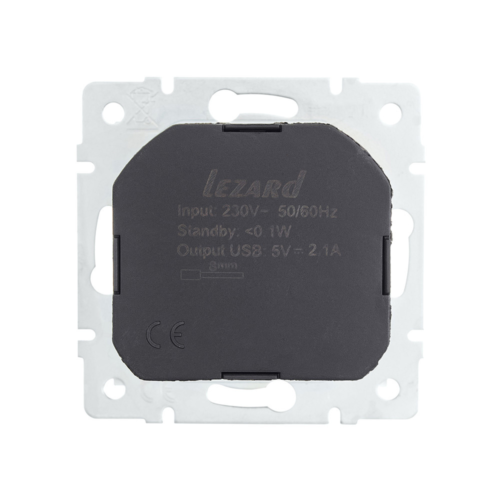 Розетка Lezard Vesna встраиваемая белая с USB-A (742-0288-181)
