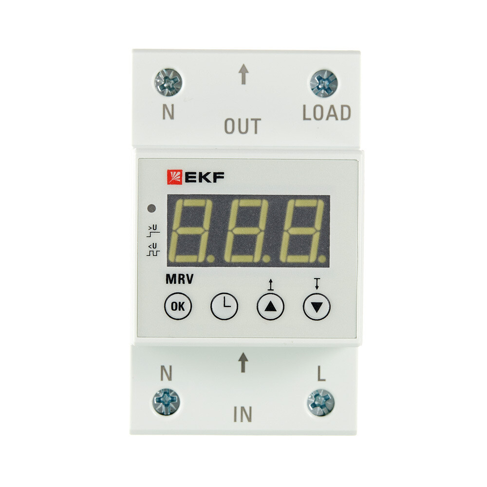 Реле напряжения модульное EKF PROxima (MRV-63A) 230 В 63 А 1P+N с дисплеем