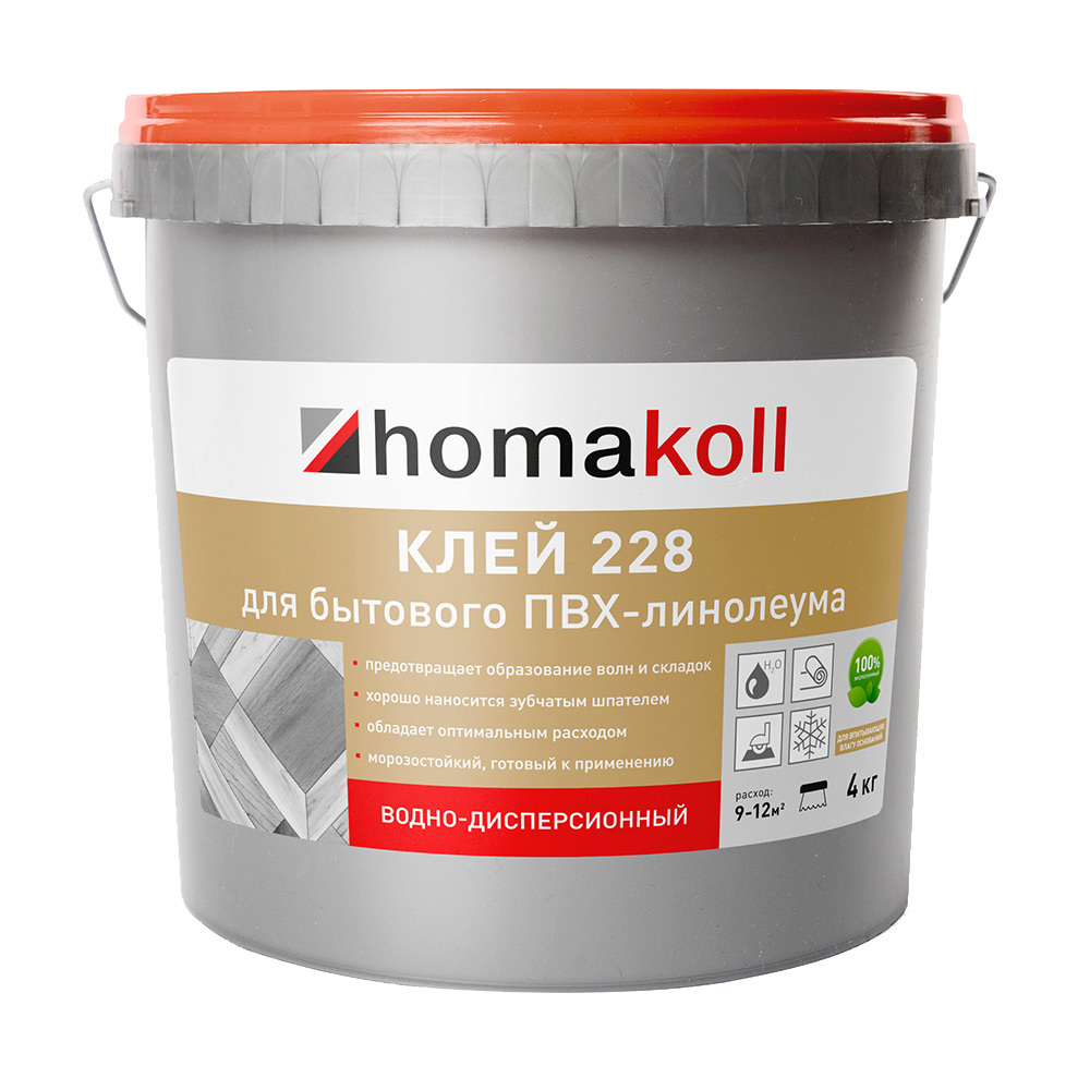 Клей акриловый для бытового ПВХ-линолеума Homa Homakoll 228 4 кг
