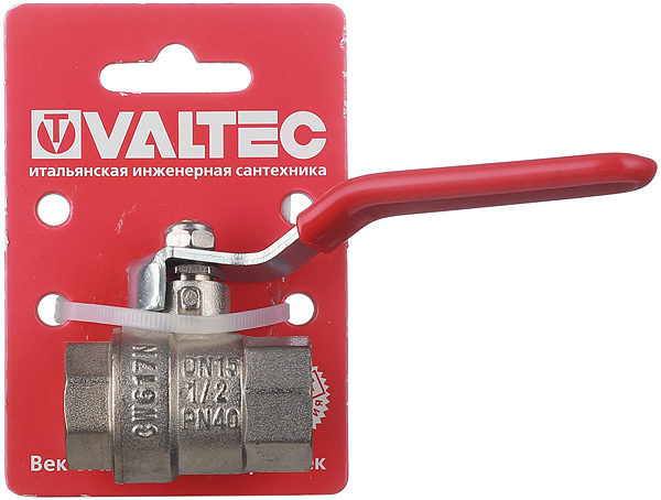 Кран шаровой латунный Valtec Base 1/2 ВР(г) х 1/2 ВР(г) ручка прямой (VT.214.N.04)