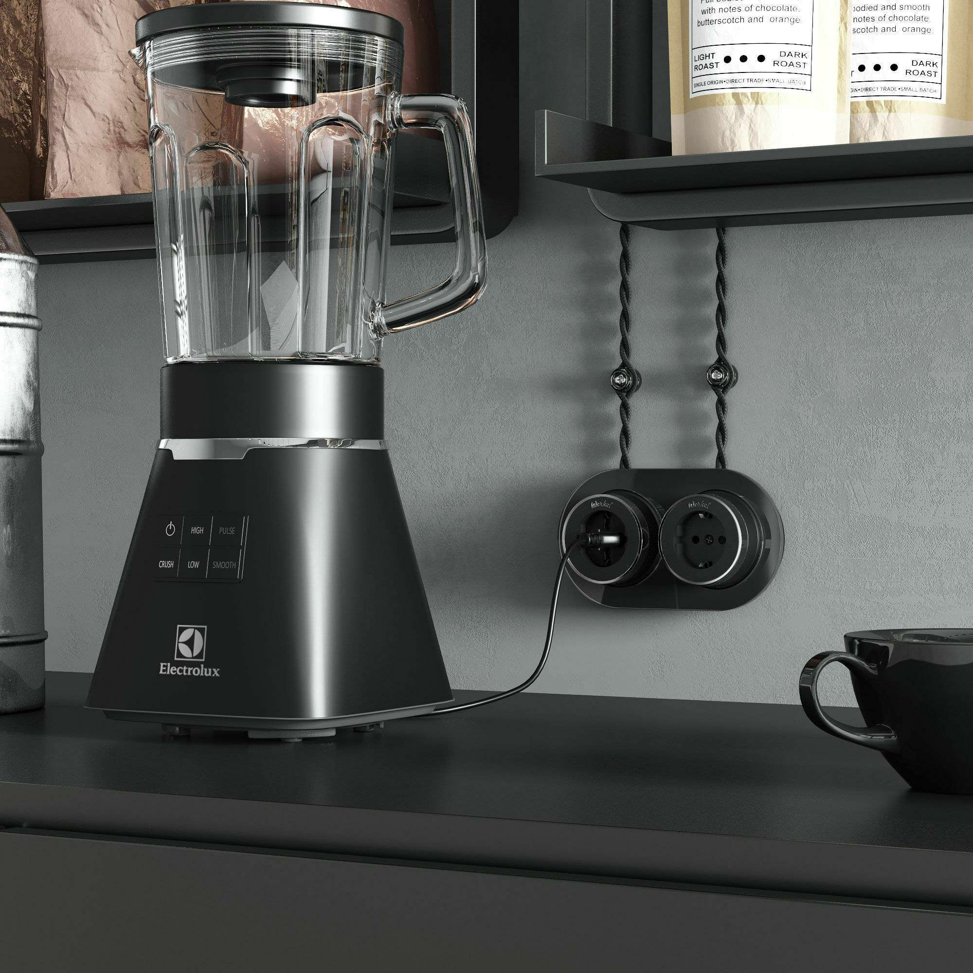 Розетка Werkel накладная черная матовая/хром (a055919)