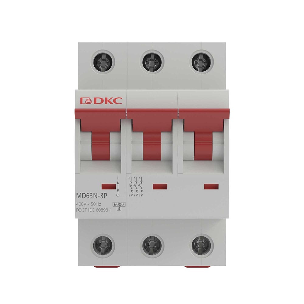 Автоматический выключатель модульный DKC Yon Max MD63N 3P 25А тип C 6 кА 400 В (MD63N-3PC25)