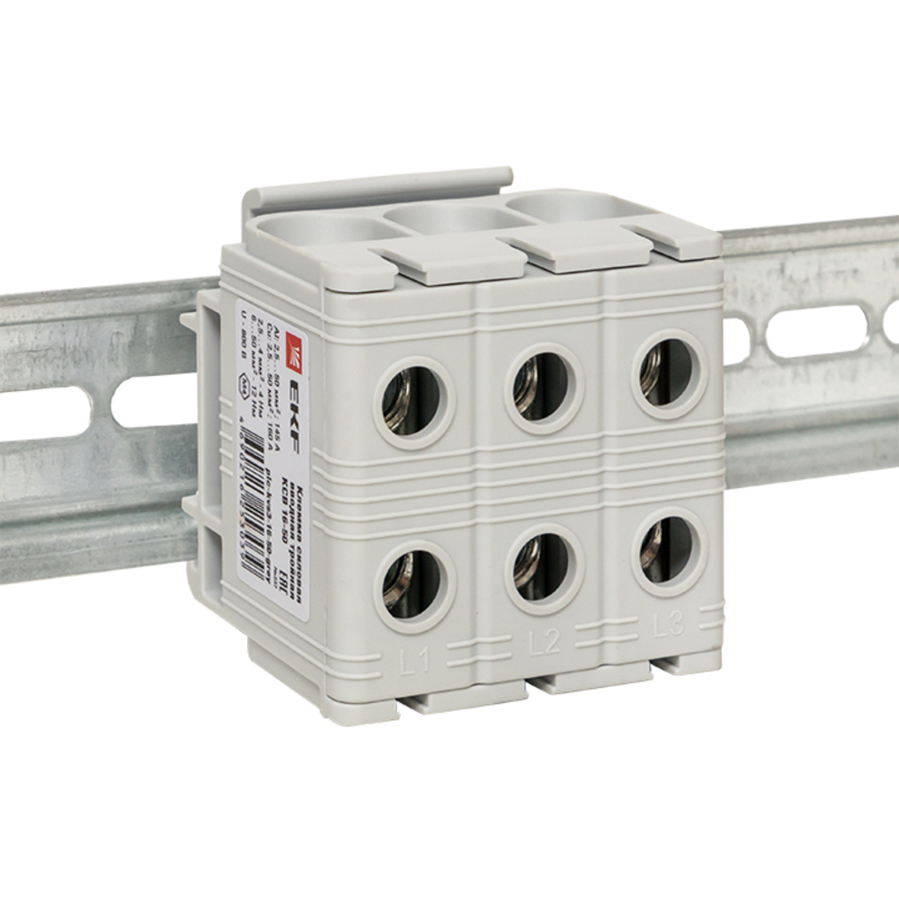 Клемма на 6 проводов EKF PROxima КСВ 16-50 2,5-50 кв.мм с пастой (plc-kvs3-16-50-grey)