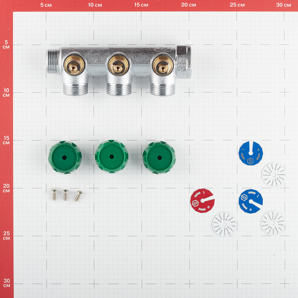 Коллектор Stout 3/4 ВР(г) х 3 выхода 3/4(ЕК) х 3/4 НР(ш) регулирующий (SMB-6850-343403)