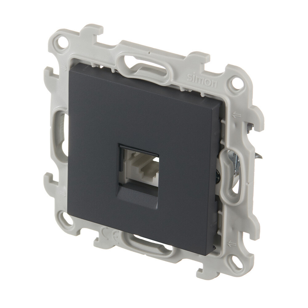 Розетка телефонная Simon 24 Harmonie встраиваемая графит RJ11 (2410480-038)