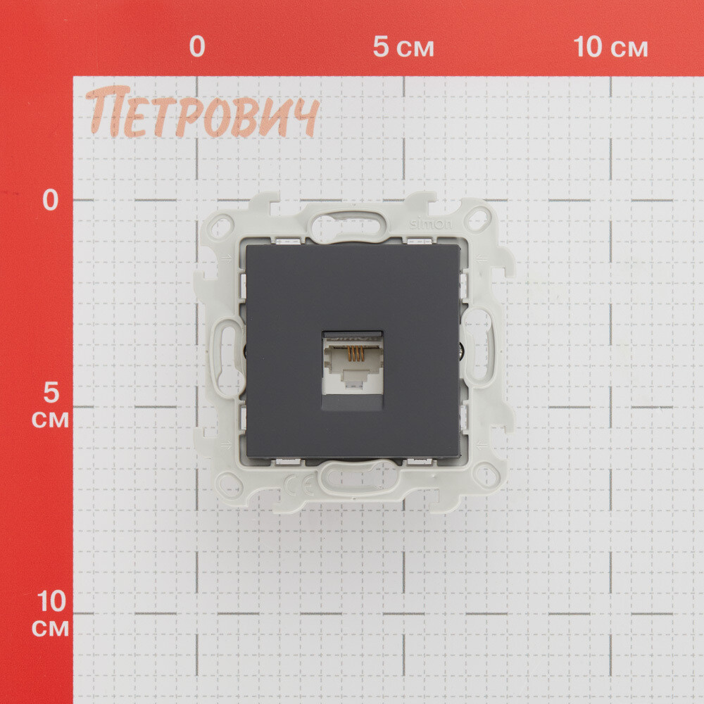 Розетка телефонная Simon 24 Harmonie встраиваемая графит RJ11 (2410480-038)