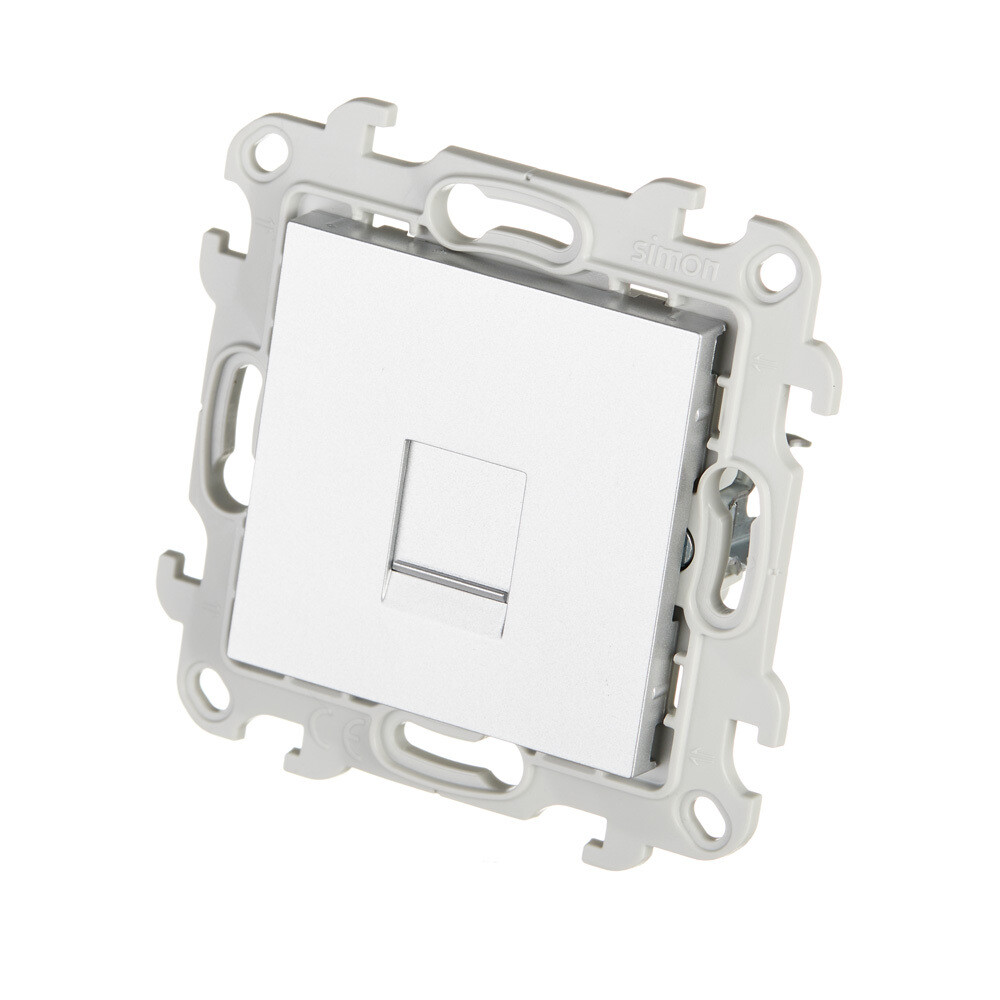 Розетка компьютерная Simon 24 Harmonie встраиваемая алюминий RJ45 (2410598-033)