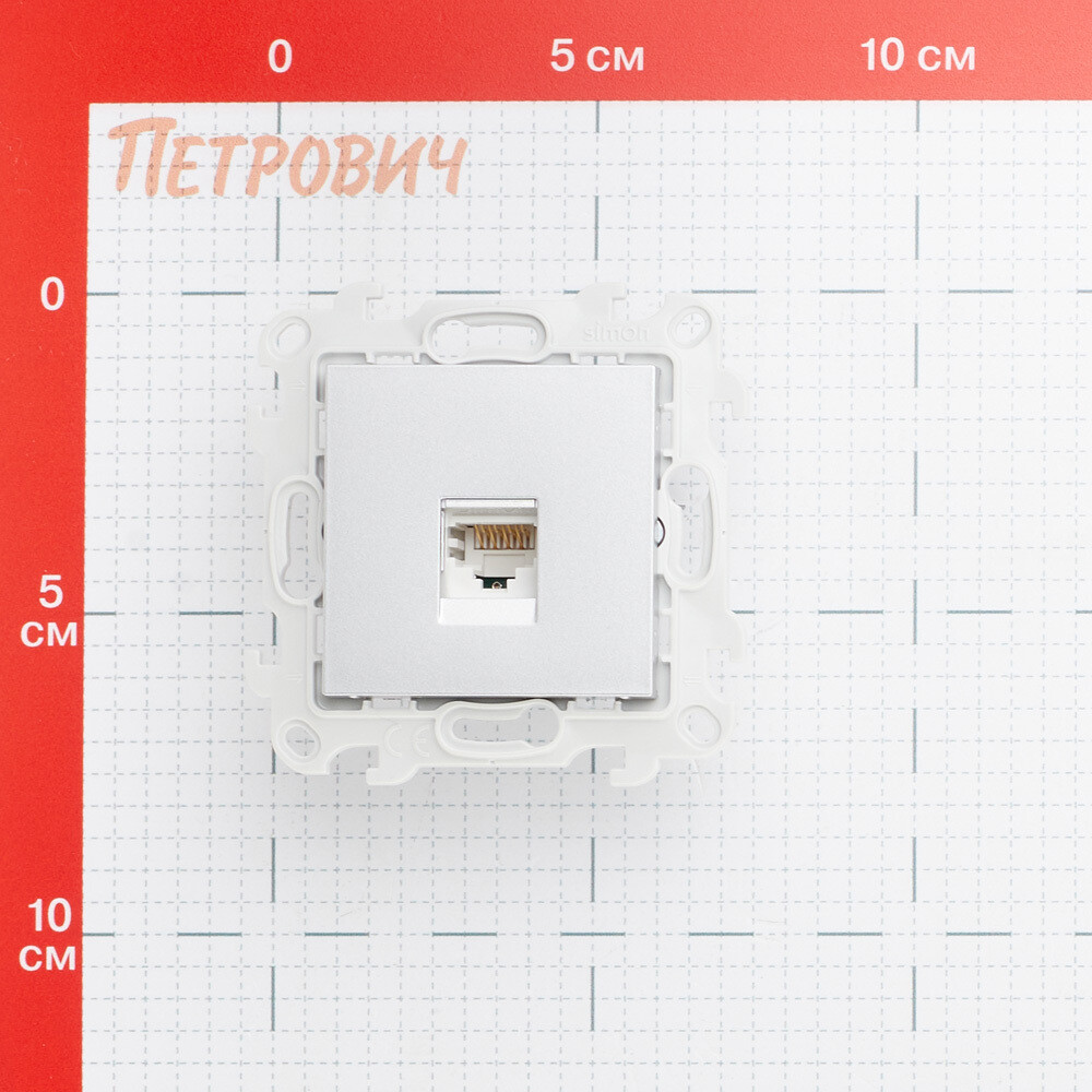 Розетка компьютерная Simon 24 Harmonie встраиваемая алюминий RJ45 (2410598-033)